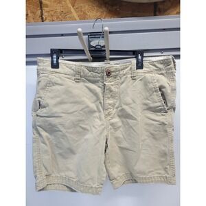 Hollister Mens Khaki Chino Shorts Size 34 Flat Front Casual Summer